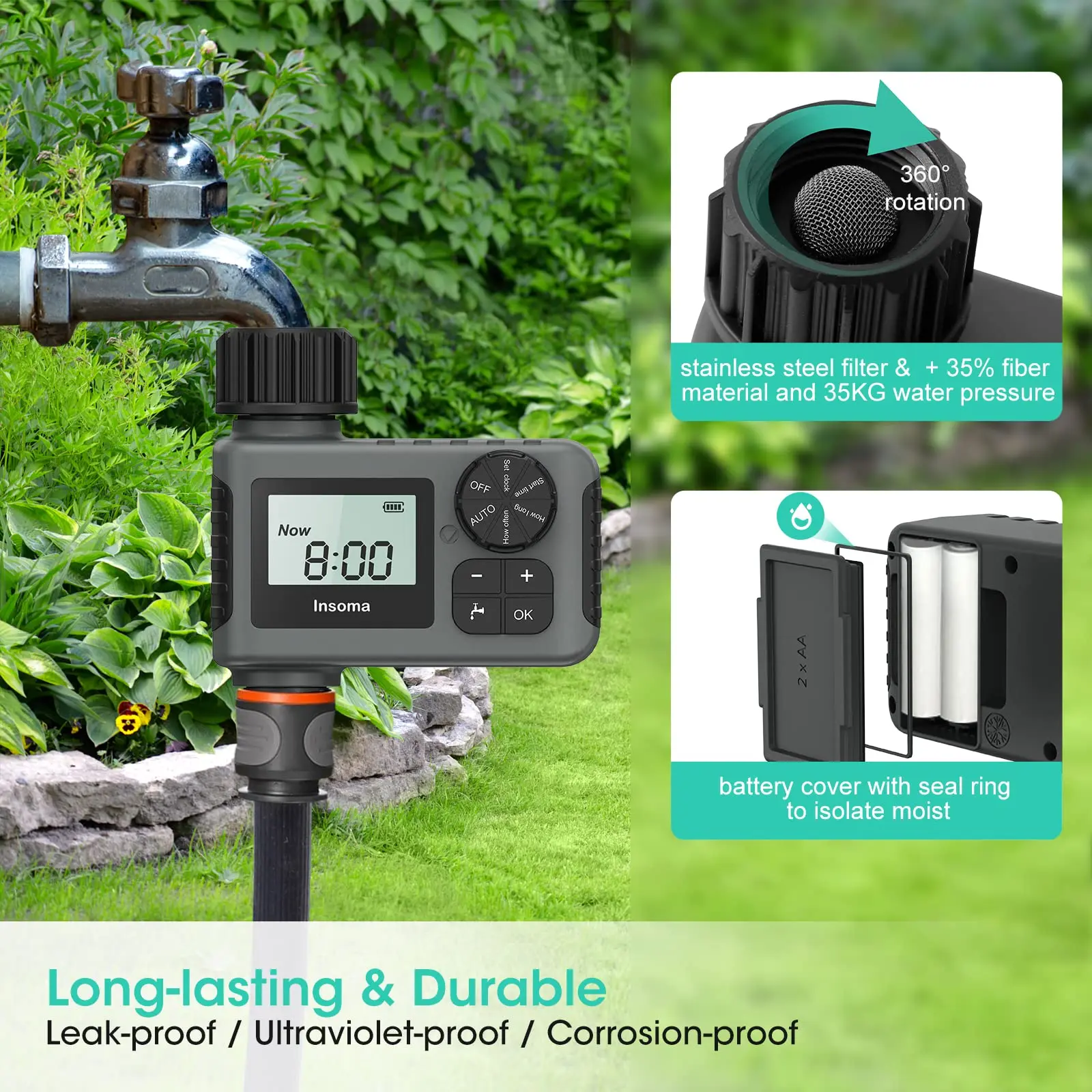 INSOMA Automatic Water Timer Intelligent Irrigation Watering System Sprinkler Timer Garden Programmer Equipment LCD Display IPX5 https://bestebuys.com/shop/insoma-automatic-water-timer-intelligent-irrigation-watering-system-sprinkler-timer-garden-programmer-equipment-lcd-display-ipx5/ BestEbuys - The Best Online Deals