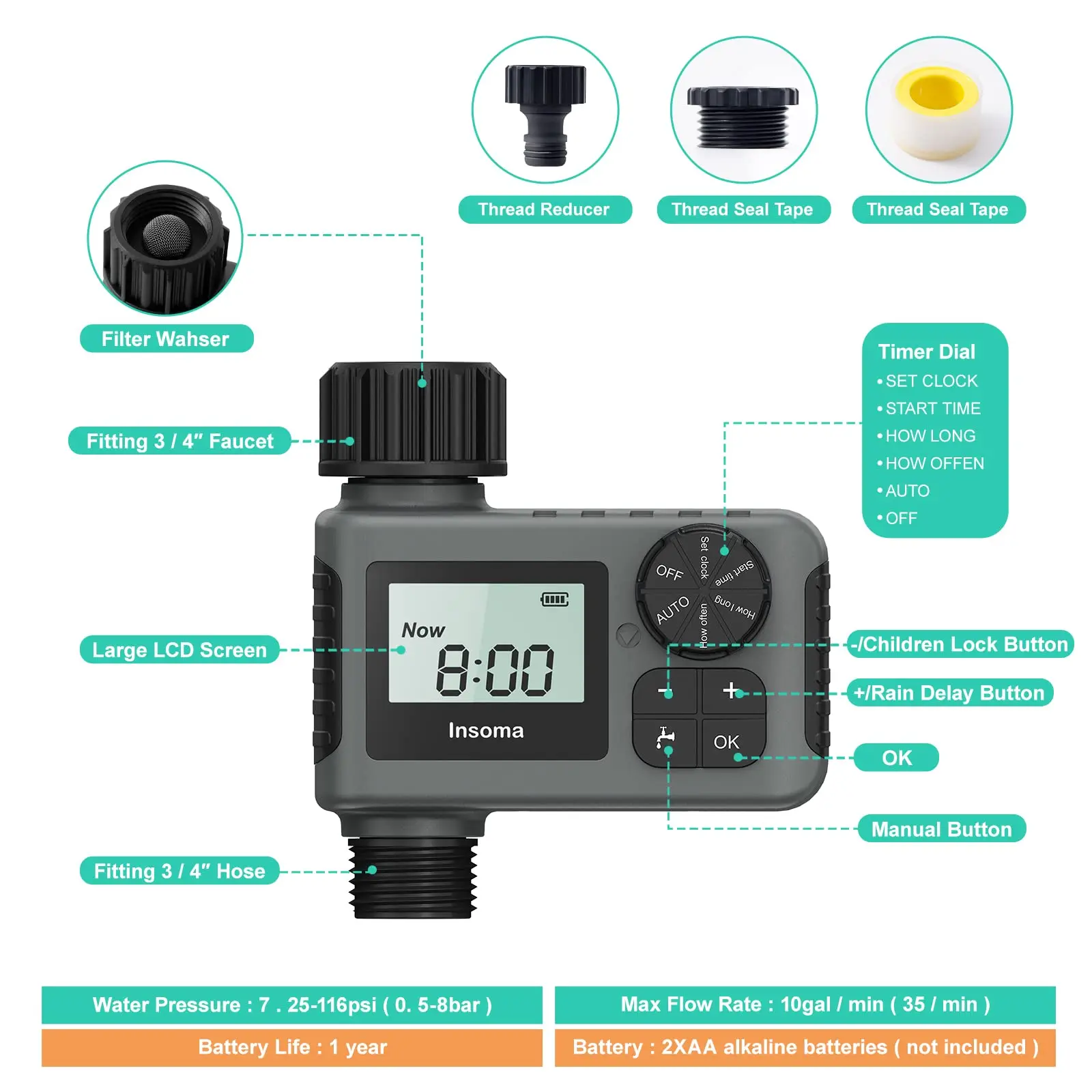 Insoma Automatic Water Timer Intelligent Irrigation Watering System Sprinkler Timer Garden Programmer Equipment IPX5 LCD Display https://bestebuys.com/shop/insoma-automatic-water-timer-intelligent-irrigation-watering-system-sprinkler-timer-garden-programmer-equipment-ipx5-lcd-display/ BestEbuys - The Best Online Deals