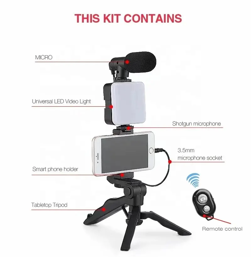 Smartphone Vlogging Kit With Tripod Phone Holder Mini Microphone LED Fill Light Starter For TikTok Live Stream Video YouTube BestEbuys - The Best Daily Online Deals https://bestebuys.com/shop/smartphone-vlogging-kit-with-tripod-phone-holder-mini-microphone-led-fill-light-starter-for-tiktok-live-stream-video-youtube/