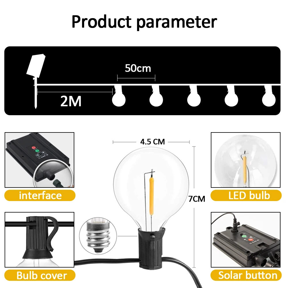 Solar String Lights Outdoor G40 Patio Lights,USB Recharger, 8Light Mode ,Shatterproof Bulbs , Weatherproof Hanging Light BestEbuys - The Best Daily Online Deals https://bestebuys.com/shop/solar-string-lights-outdoor-g40-patio-lightsusb-recharger-8light-mode-shatterproof-bulbs-weatherproof-hanging-light/