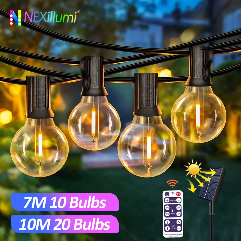 Solar String Lights Outdoor G40 Patio Lights,USB Recharger, 8Light Mode ,Shatterproof Bulbs , Weatherproof Hanging Light BestEbuys - The Best Daily Online Deals https://bestebuys.com/shop/solar-string-lights-outdoor-g40-patio-lightsusb-recharger-8light-mode-shatterproof-bulbs-weatherproof-hanging-light/