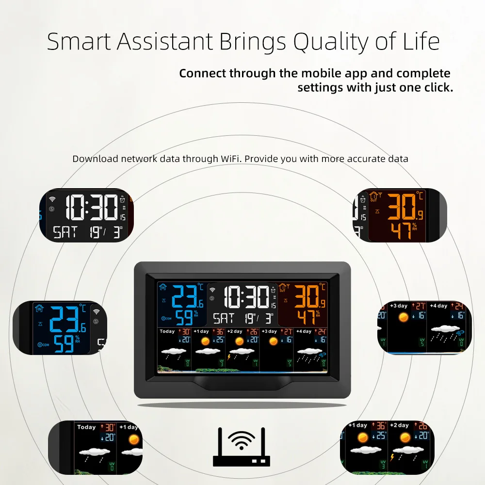 Tuya WIFI Smart Weather Station Indoor Outdoor Temperature Humidity Meter Weather Forecast Multifunctional Weather Alarm Clock BestEbuys - The Best Daily Online Deals https://bestebuys.com/shop/tuya-wifi-smart-weather-station-indoor-outdoor-temperature-humidity-meter-weather-forecast-multifunctional-weather-alarm-clock/