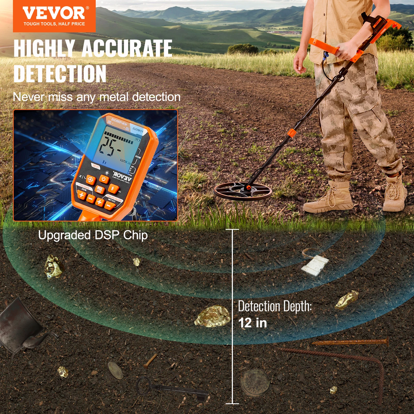 VEVOR Professional Rechargeable Metal Detector 12″ IP68 Waterproof Coil 39-50 in Adjustable with LCD 7Modes for Treasure Hunting BestEbuys - The Best Daily Online Deals https://bestebuys.com/shop/vevor-professional-rechargeable-metal-detector-12-ip68-waterproof-coil-39-50-in-adjustable-with-lcd-7modes-for-treasure-hunting/
