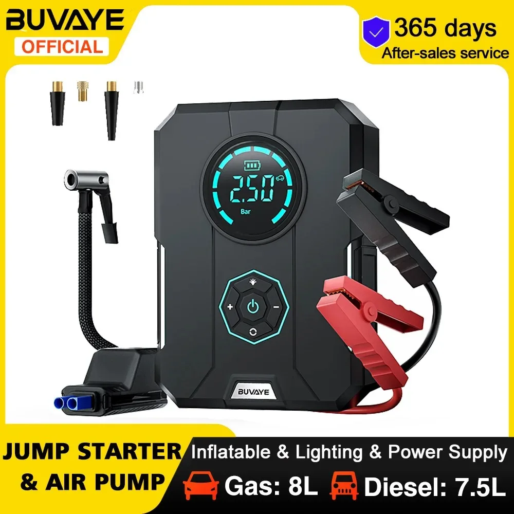 BUVAYE 4 In 1 Car Jump Starter Air Pump Power Bank Portable Air Compressor Cars Battery Starters Starting Auto Tyre Inflator BestEbuys - The Best Daily Online Deals https://bestebuys.com/shop/buvaye-4-in-1-car-jump-starter-air-pump-power-bank-portable-air-compressor-cars-battery-starters-starting-auto-tyre-inflator/