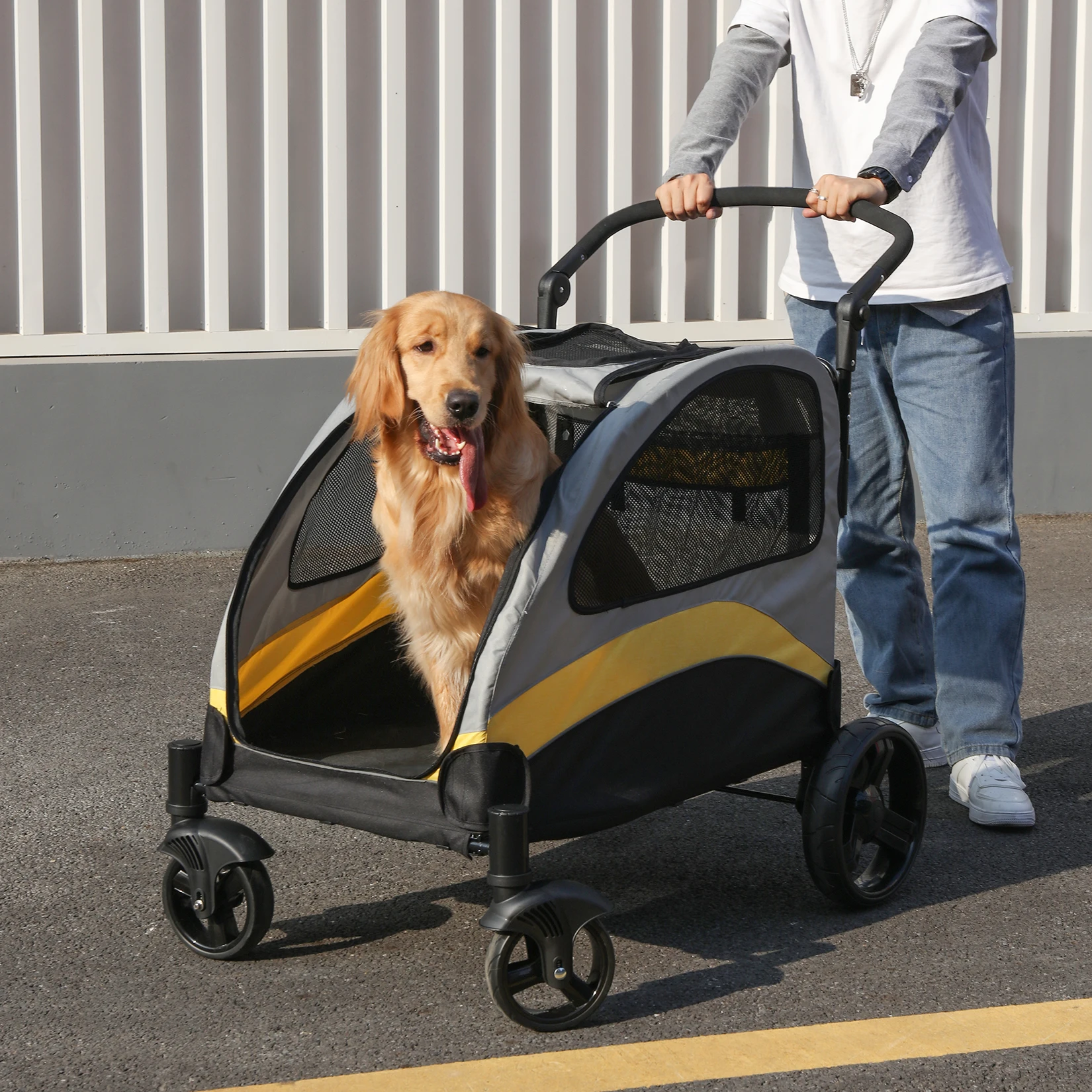 Dog Stroller Ultra-large 4 Wheels Pet Jogger Wagon Foldable Cart Travel Trolley Outdoor Animal Carrier Load Up To 55kg BestEbuys - The Best Daily Online Deals https://bestebuys.com/dog-stroller-ultra-large-4-wheels-pet-jogger-wagon-foldable-cart-travel-trolley-outdoor-animal-carrier-load-up-to-55kg/