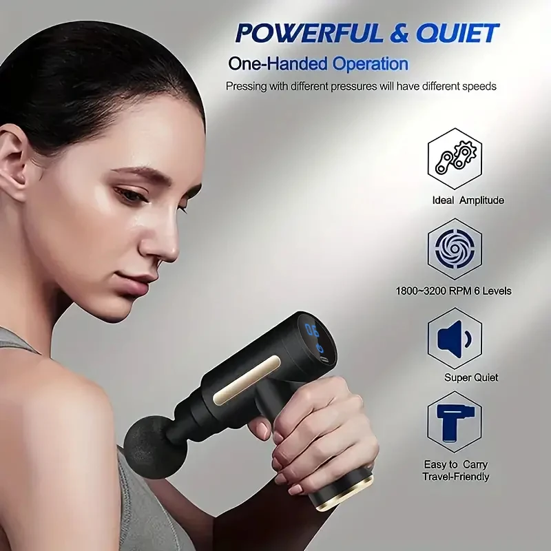 Mini Portable Fascia Massage Gun Electric Percussion Pistol Massager Body Relaxation LED Touch Screen 4Massage Head Holiday Gift BestEbuys - The Best Daily Online Deals https://bestebuys.com/shop/mini-portable-fascia-massage-gun-electric-percussion-pistol-massager-body-relaxation-led-touch-screen-4massage-head-holiday-gift/