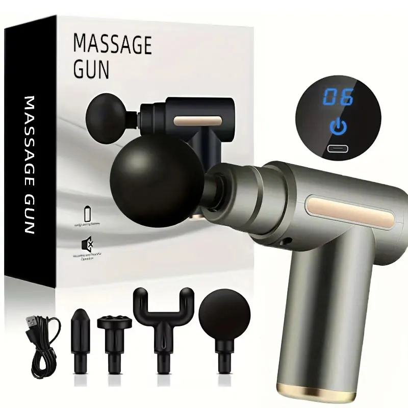Mini Portable Fascia Massage Gun Electric Percussion Pistol Massager Body Relaxation LED Touch Screen 4Massage Head Holiday Gift BestEbuys - The Best Daily Online Deals https://bestebuys.com/shop/mini-portable-fascia-massage-gun-electric-percussion-pistol-massager-body-relaxation-led-touch-screen-4massage-head-holiday-gift/