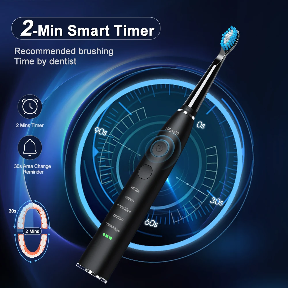 Seago Electric Sonic Toothbrush USB Rechargeable Adult 360 Days Long Battery Life IPX7 4 Replacement Heads Travel Box SG-575 BestEbuys - The Best Daily Online Deals https://bestebuys.com/shop/seago-electric-sonic-toothbrush-usb-rechargeable-adult-360-days-long-battery-life-ipx7-4-replacement-heads-travel-box-sg-575/