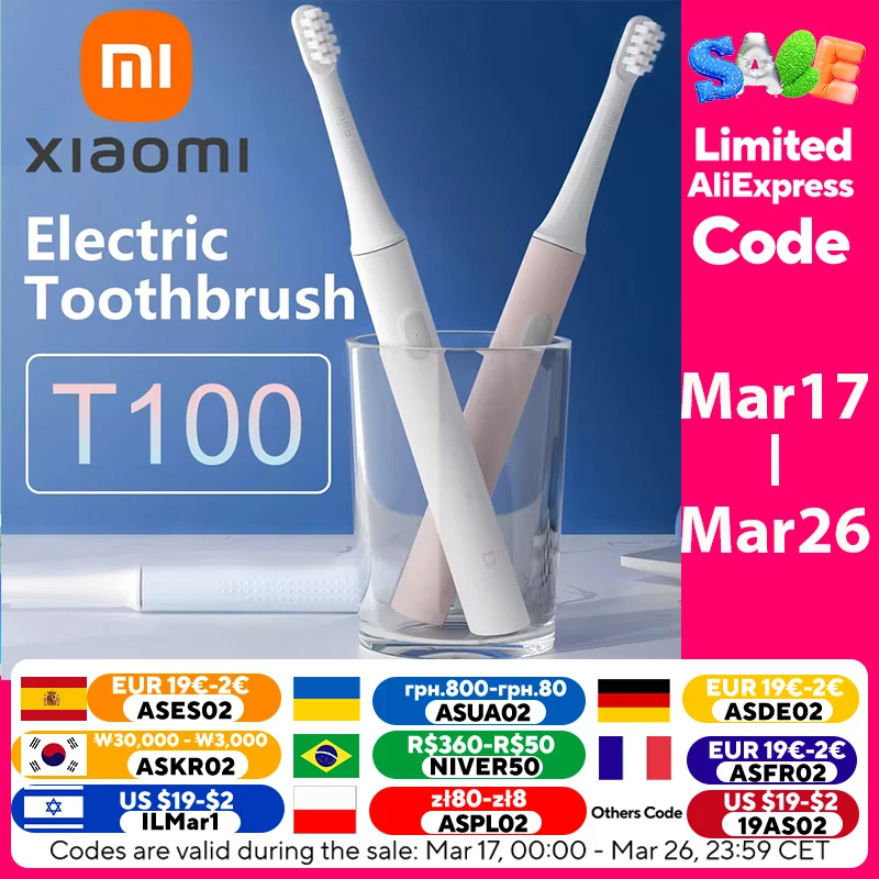 XIAOMI Mijia T100 Sonic Electric Toothbrush Mi Smart Waterproof Tooth Head Brush IPX7 Rechargeable USB for Teeth Brush Whitening BestEbuys - The Best Daily Online Deals https://bestebuys.com/shop/xiaomi-mijia-t100-sonic-electric-toothbrush-mi-smart-waterproof-tooth-head-brush-ipx7-rechargeable-usb-for-teeth-brush-whitening/