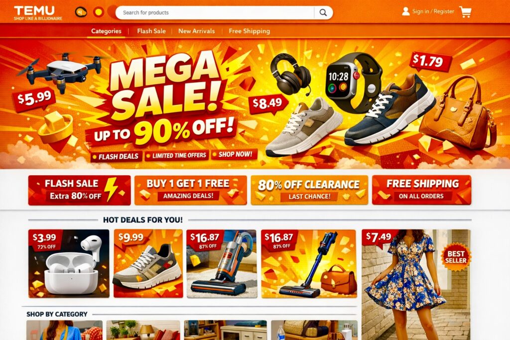 Temu Mega Deals - Save Up to 90% OFF on Trending Products