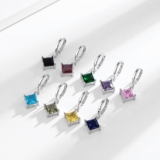 Hot New Clearance Deal! Fashionable Square Diamond-Encrusted Silver-Plated Earrings $10.78
