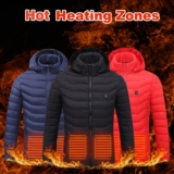Hot New Clearance Deal! Men Heated Puffer Jacket Electric Heating Coat Insulated Hood Windbreaker 9Heat Zones $38.11