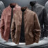 Hot New Clearance Deal! Men’s Jacket Oblique Zipper Plus Fleece Suit Collar PU $74.42