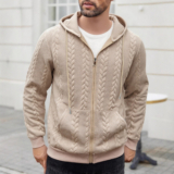 Hot New Clearance Deal! Men’s Sporty Solid-Color Patterned Casual Hoodie Coat $28.68