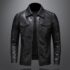 Hot New Clearance Deal! Men’s Motorcycle Leather Coat Spring And Autumn Solid Color Stand Collar $37.51